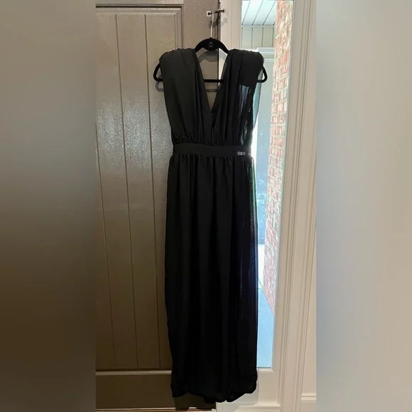 Gorgeous! ‘AQUA by AQUA’ V-Neck Padded Shoulder Elegant Dress!! Size UK 8/US 4.